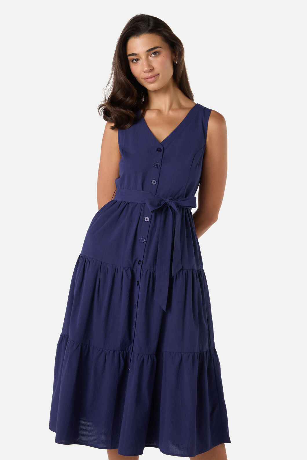 Princess Highway - Viola Button Down Midi Dress - navy