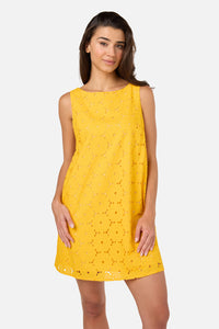Princess Highway - Daisy Broiderie Shift Dress - yellow