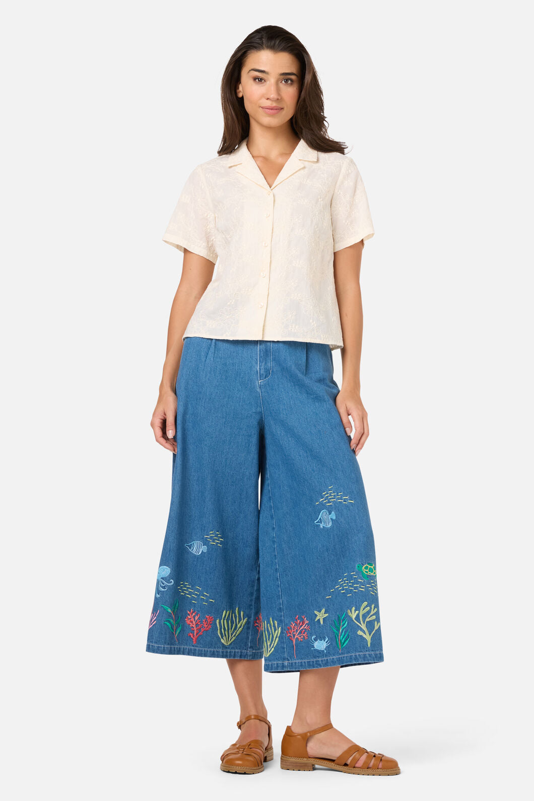 Princess Highway - Bianca Broderie Floral Shirt - cream