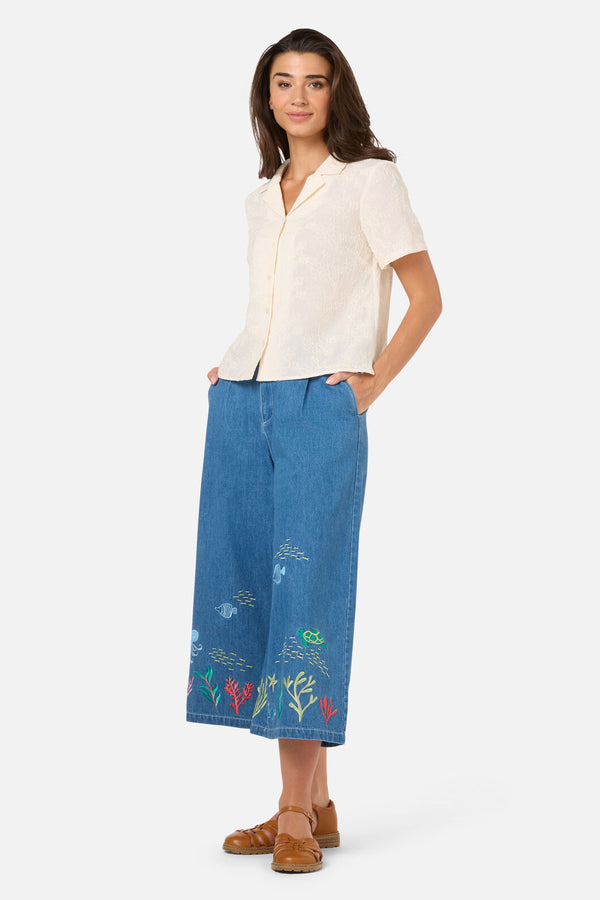 Princess Highway - Bianca Broderie Floral Shirt - cream