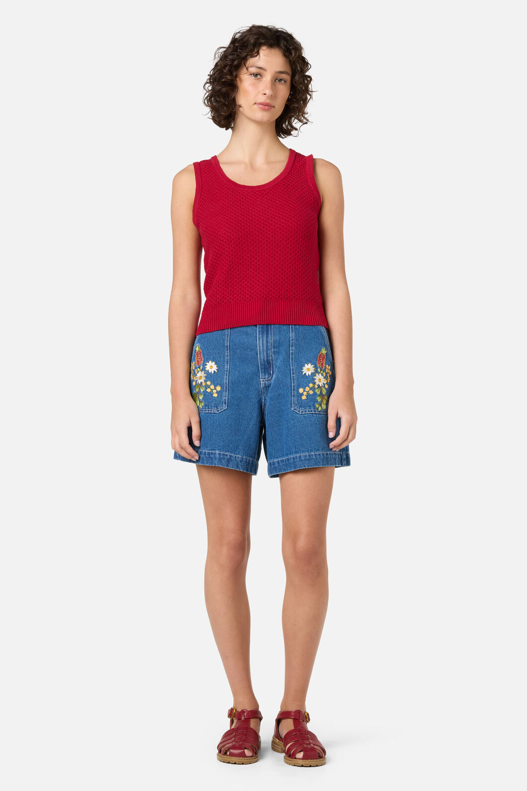 Princess Highway - Paige Fancy Knit Tank - cherry