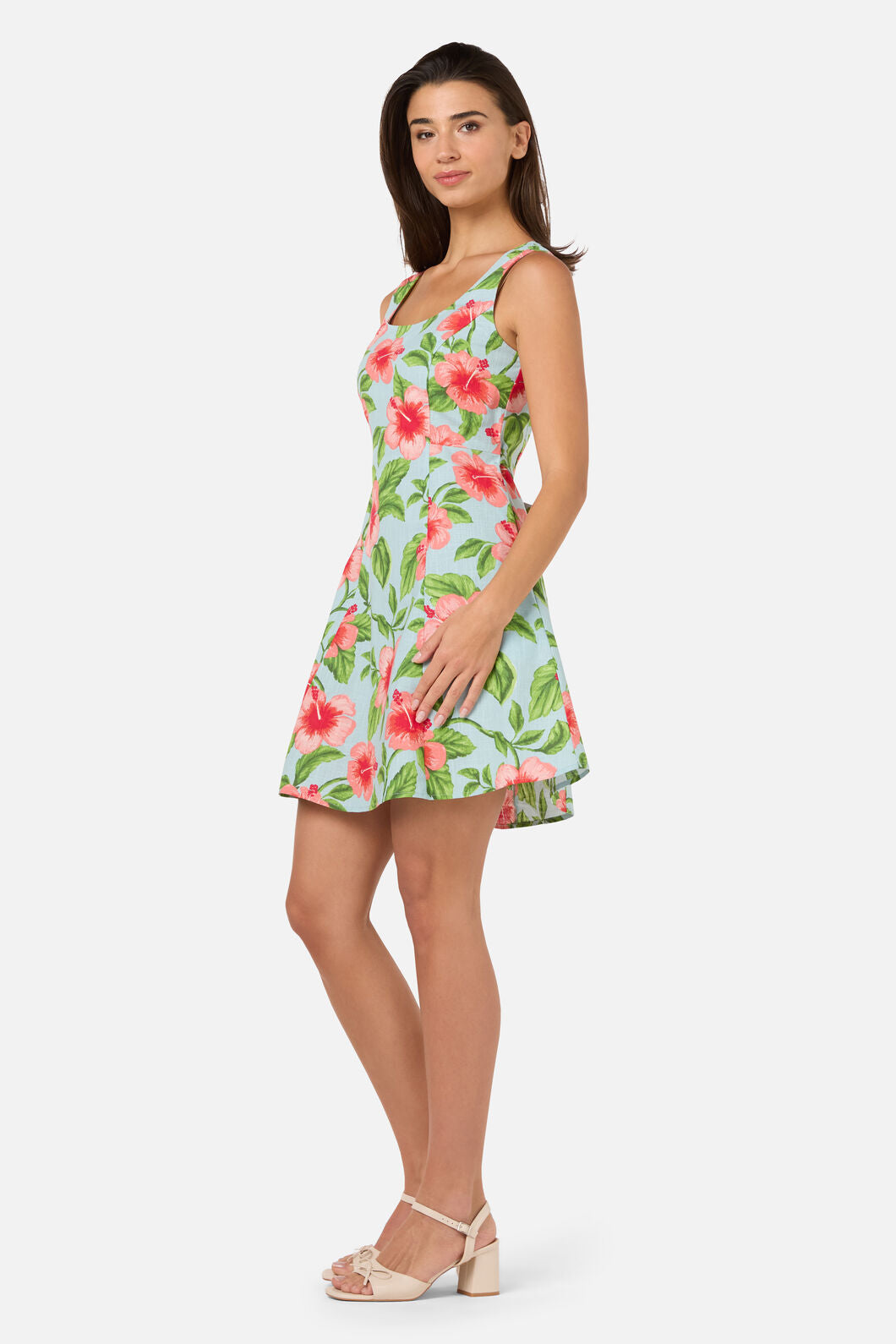 Princess Highway - Hibiscus Summer Mini Dress - blue