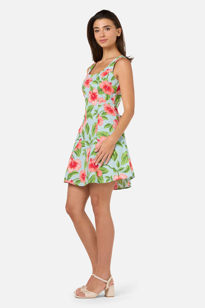 Princess Highway - Hibiscus Summer Mini Dress - blue