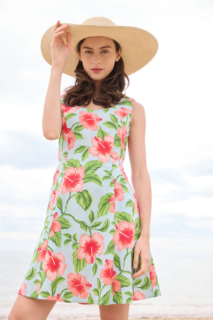 Princess Highway - Hibiscus Summer Mini Dress - blue