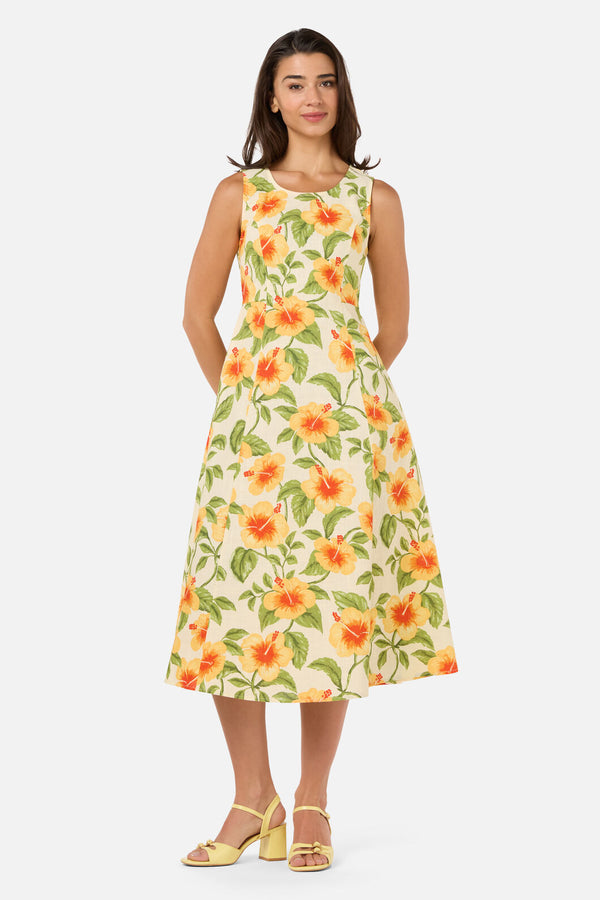 Princess Highway - Hibiscus Summer Midi Dress - cream