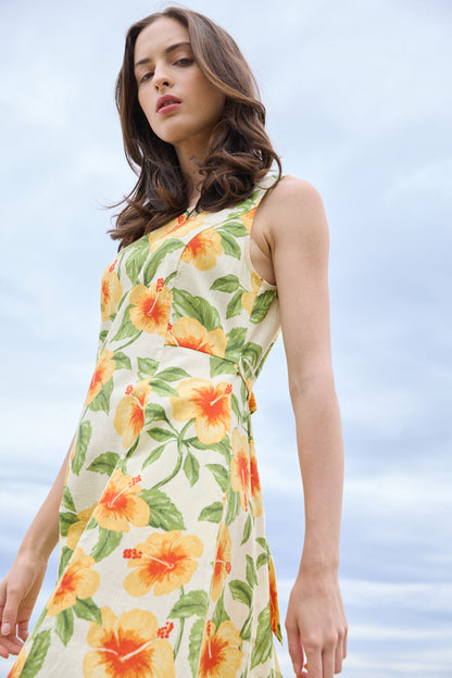 Princess Highway - Hibiscus Summer Midi Dress - cream