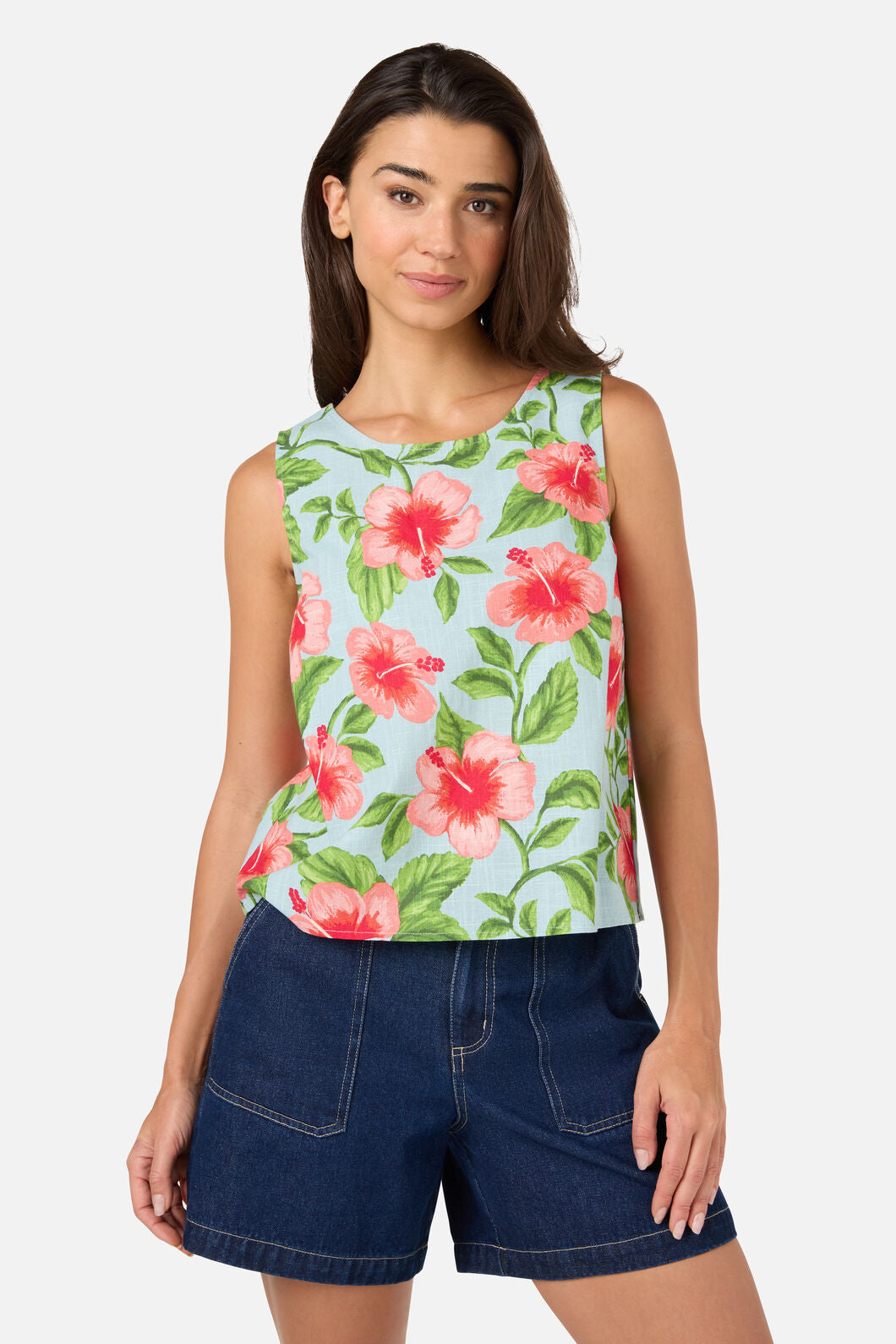 Princess Highway - Hibiscus Summer Shell Top - blue