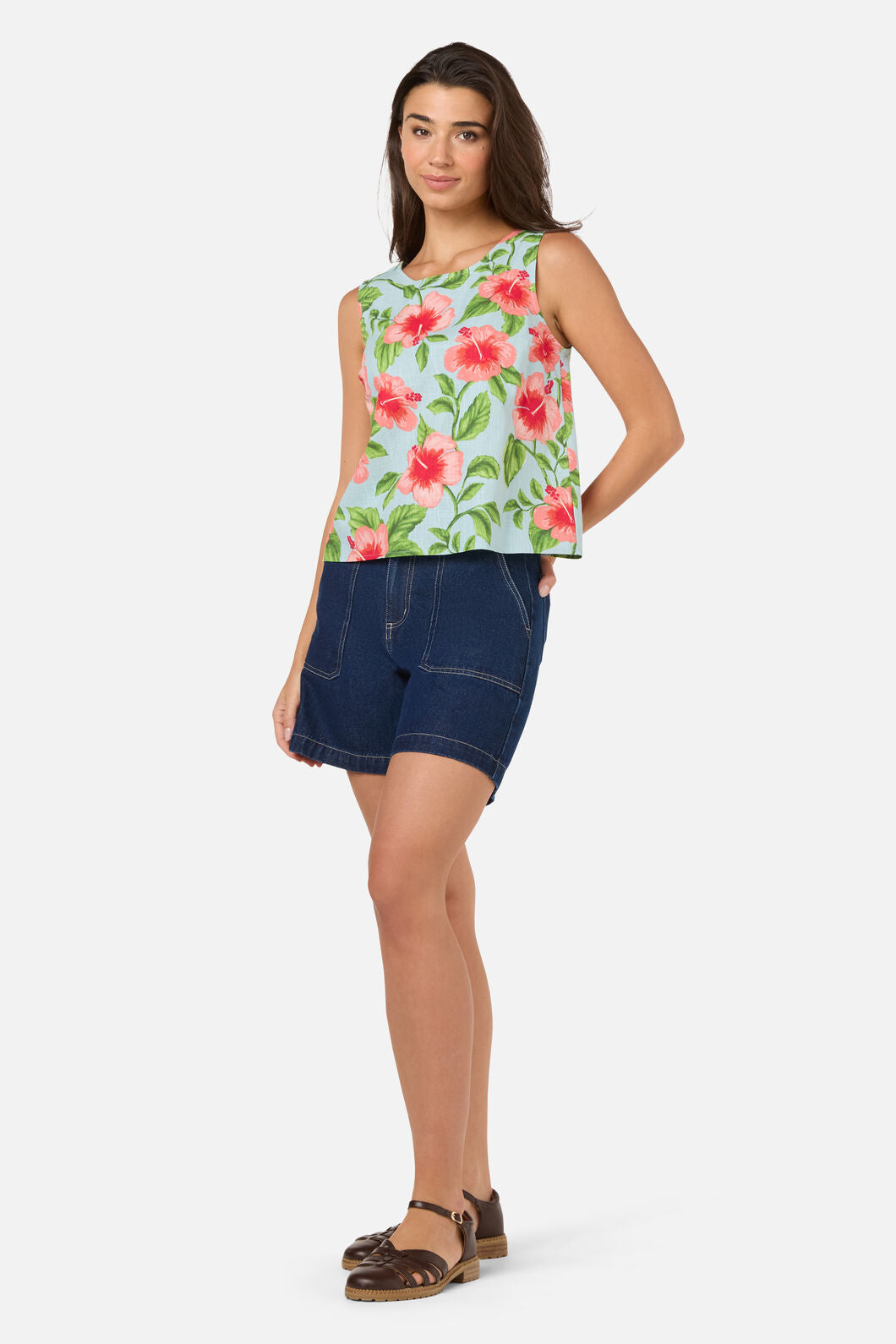 Princess Highway - Hibiscus Summer Shell Top - blue