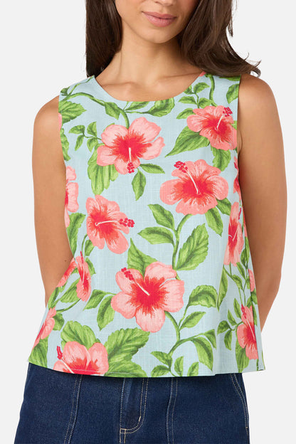 Princess Highway - Hibiscus Summer Shell Top - blue