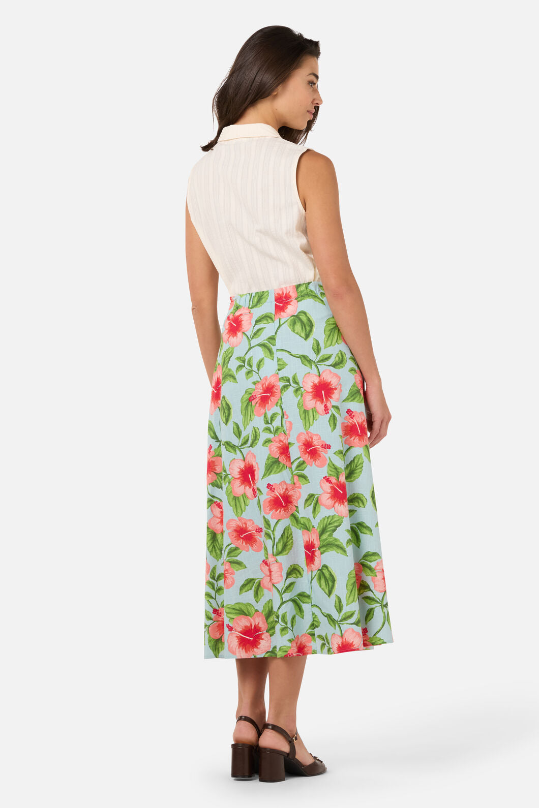 Princess Highway - Hibiscus Summer Midi Skirt - blue