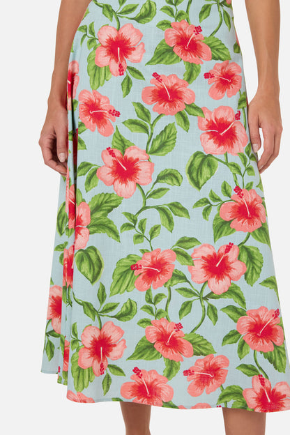 Princess Highway - Hibiscus Summer Midi Skirt - blue