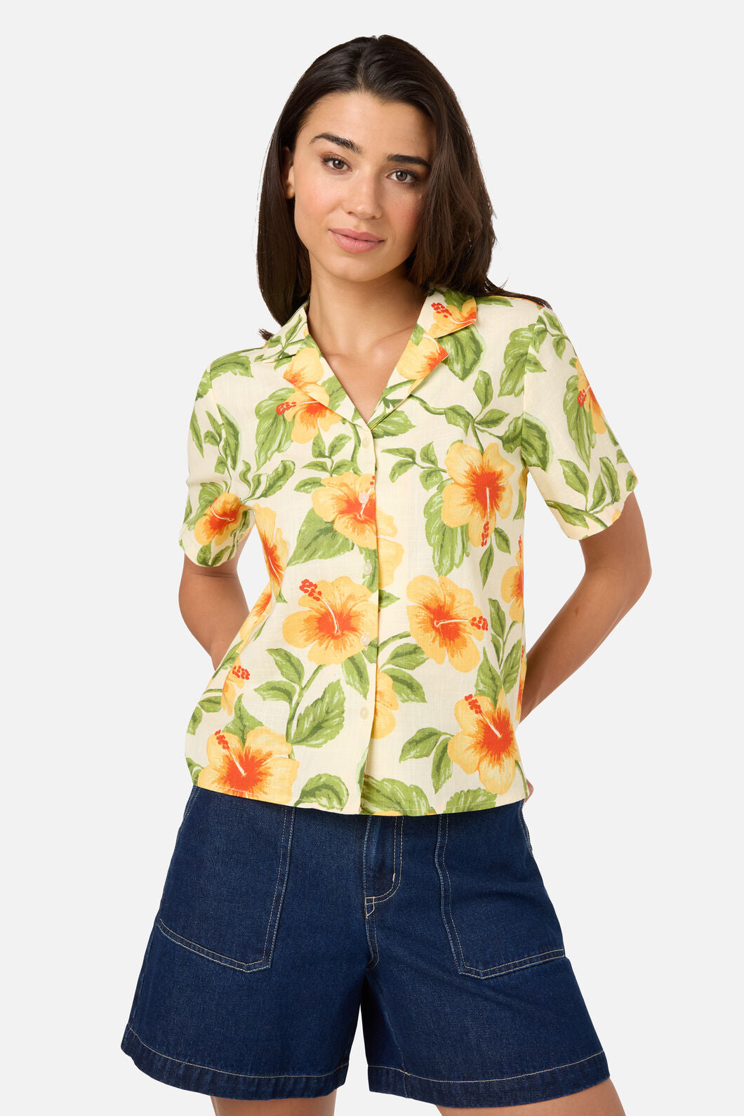 Princess Highway - Hibiscus Summer Shirt - cream