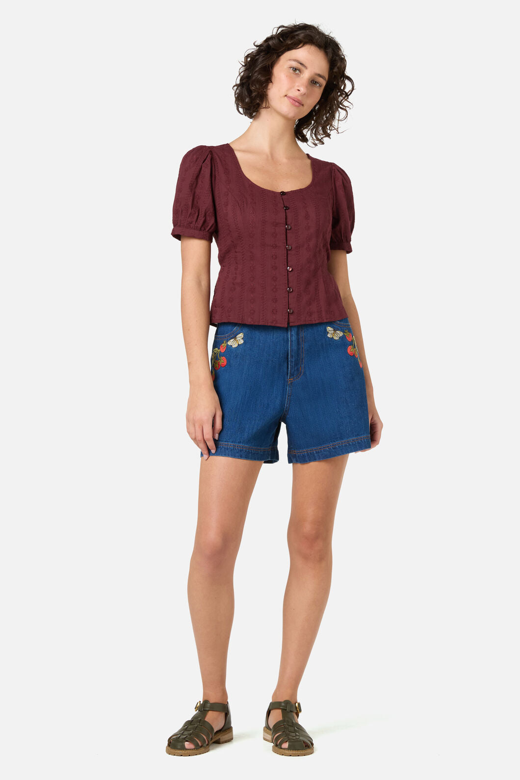 Princess Highway - Nora Prairie Short Sleeve Top - chocolate