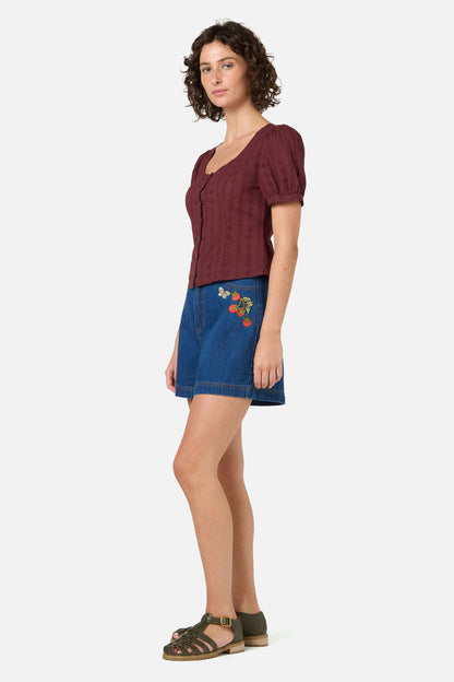 Princess Highway - Nora Prairie Short Sleeve Top - chocolate