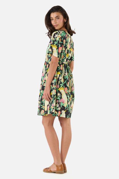 Princess Highway - Cockatoo & Flora Smock Dress - black