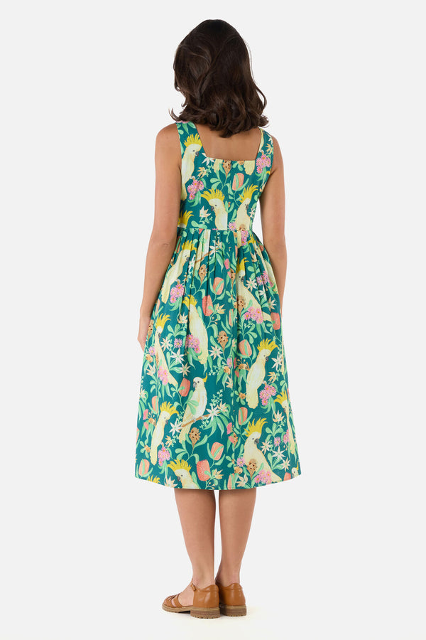 Princess Highway - Cockatoo & Flora Midi Dress - teal