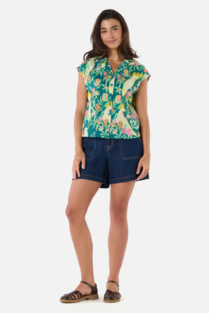 Princess Highway - Cockatoo & Flora Blouse - teal