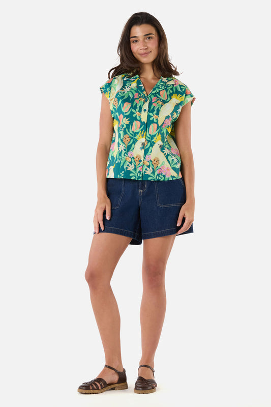 Princess Highway - Cockatoo & Flora Blouse - teal