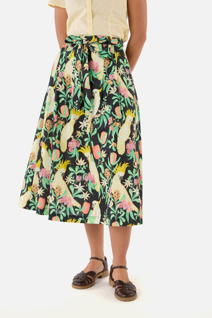 Princess Highway - Cockatoo & Flora Midi Skirt - black