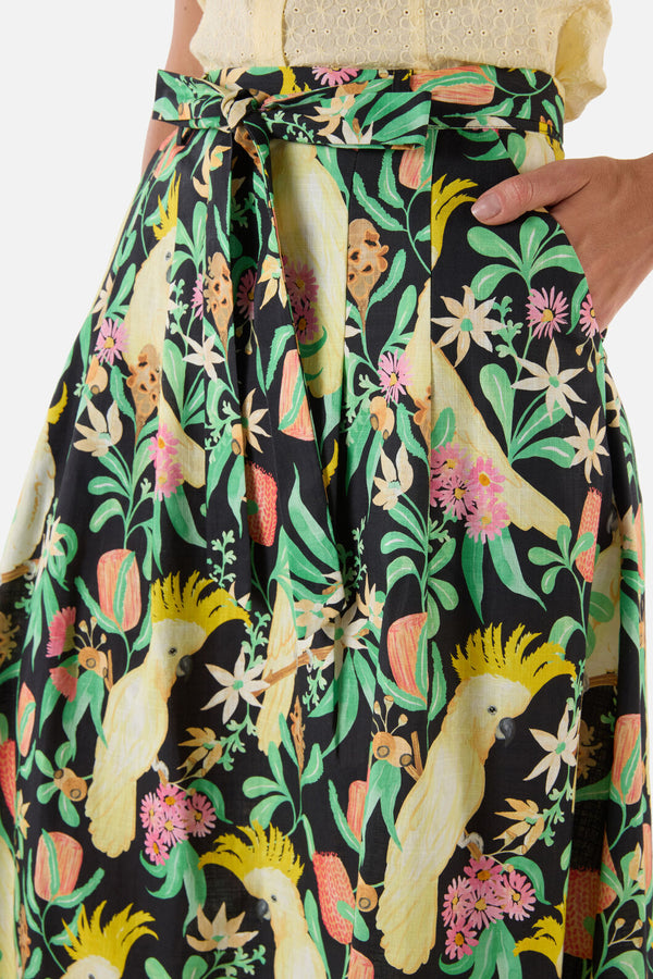 Princess Highway - Cockatoo & Flora Midi Skirt - black