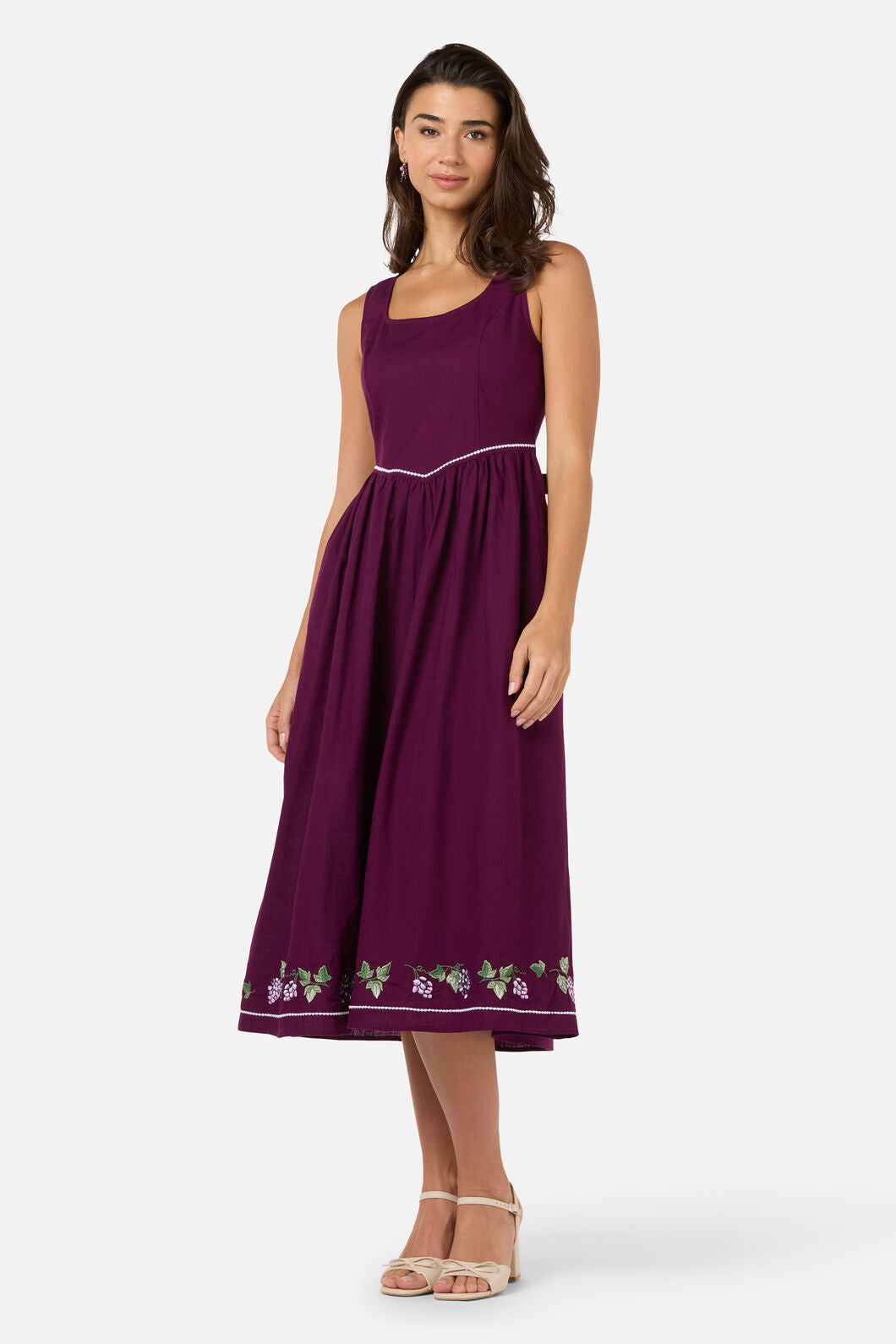 Princess Highway - Vineyard Embroidered Dress - grape