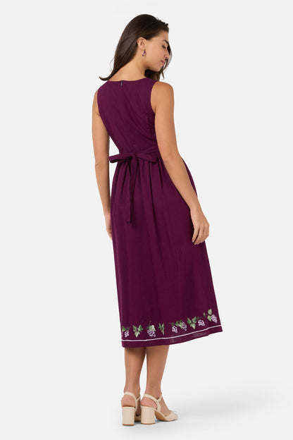 Princess Highway - Vineyard Embroidered Dress - grape