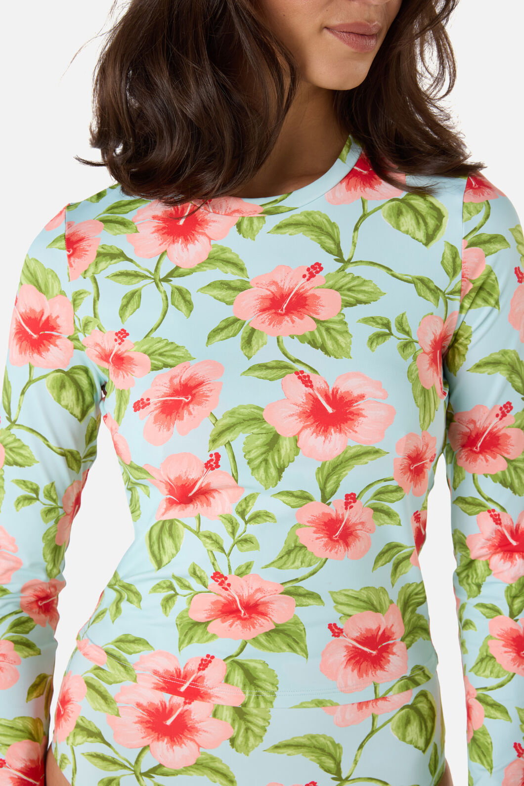 Princess Highway - Hibiscus Rashie Swim Top - blue