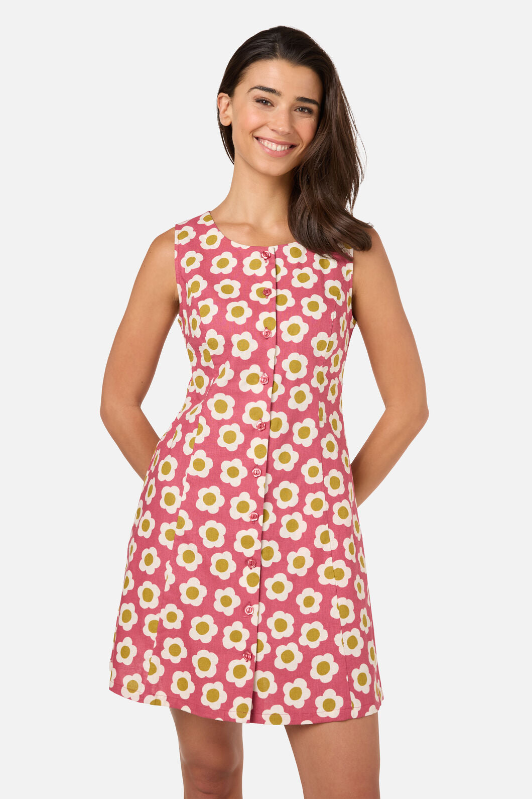 Princess Highway - Janie 60'S Button Mini Dress - rose