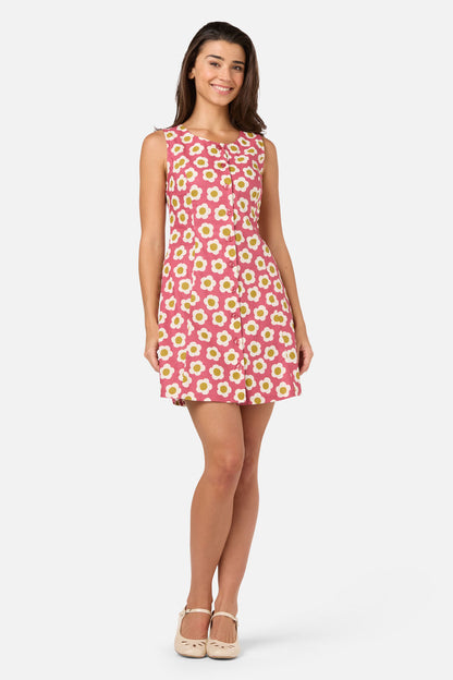 Princess Highway - Janie 60'S Button Mini Dress - rose