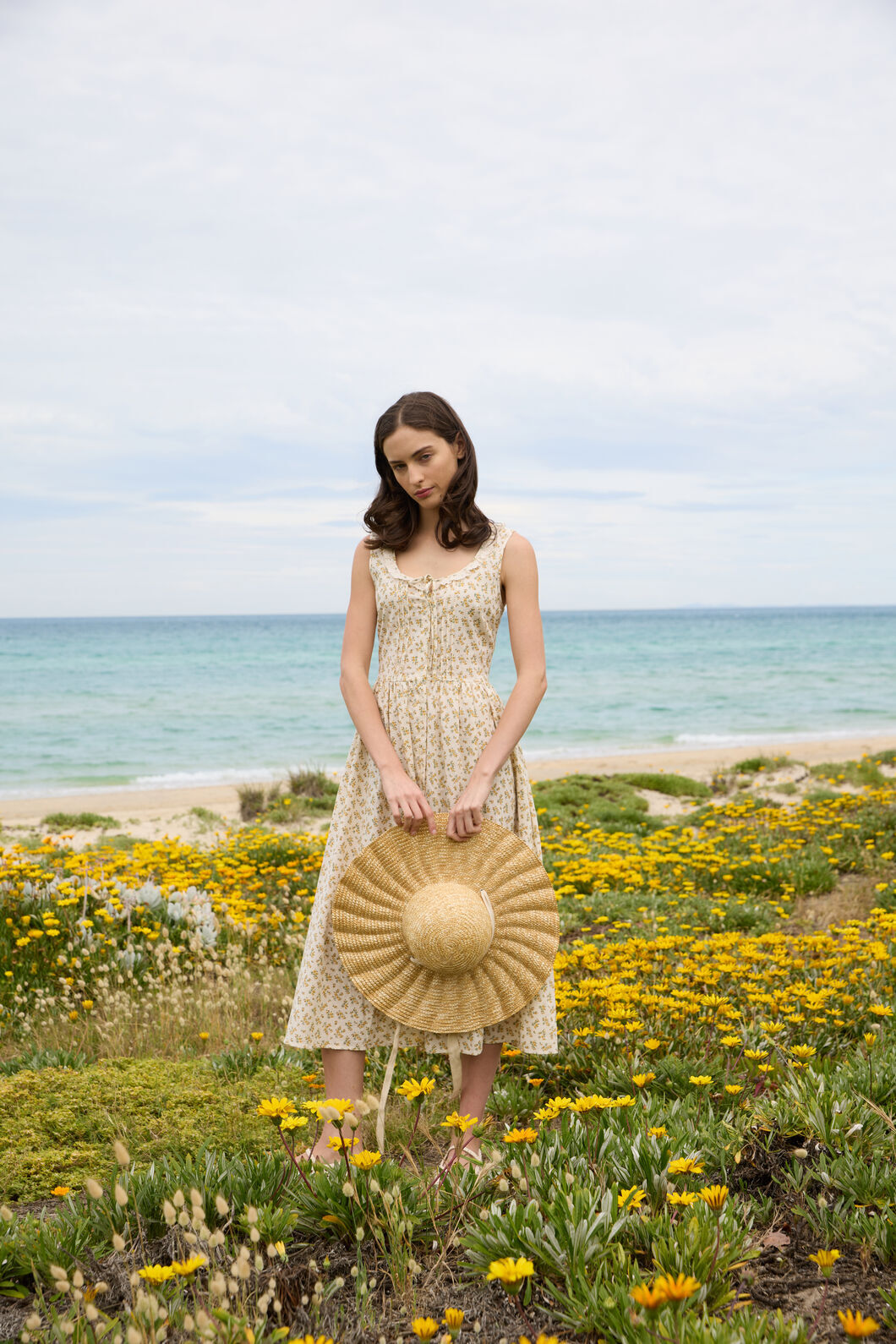 Princess Highway - Elodie Ditsy Corset Midi Dress - yellow