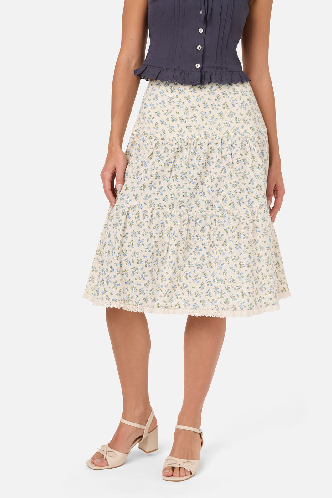 Princess Highway - Elodie Ditsy Tiered Skirt - blue