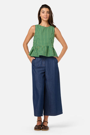 Princess Highway - Margot Check Shell Top - green