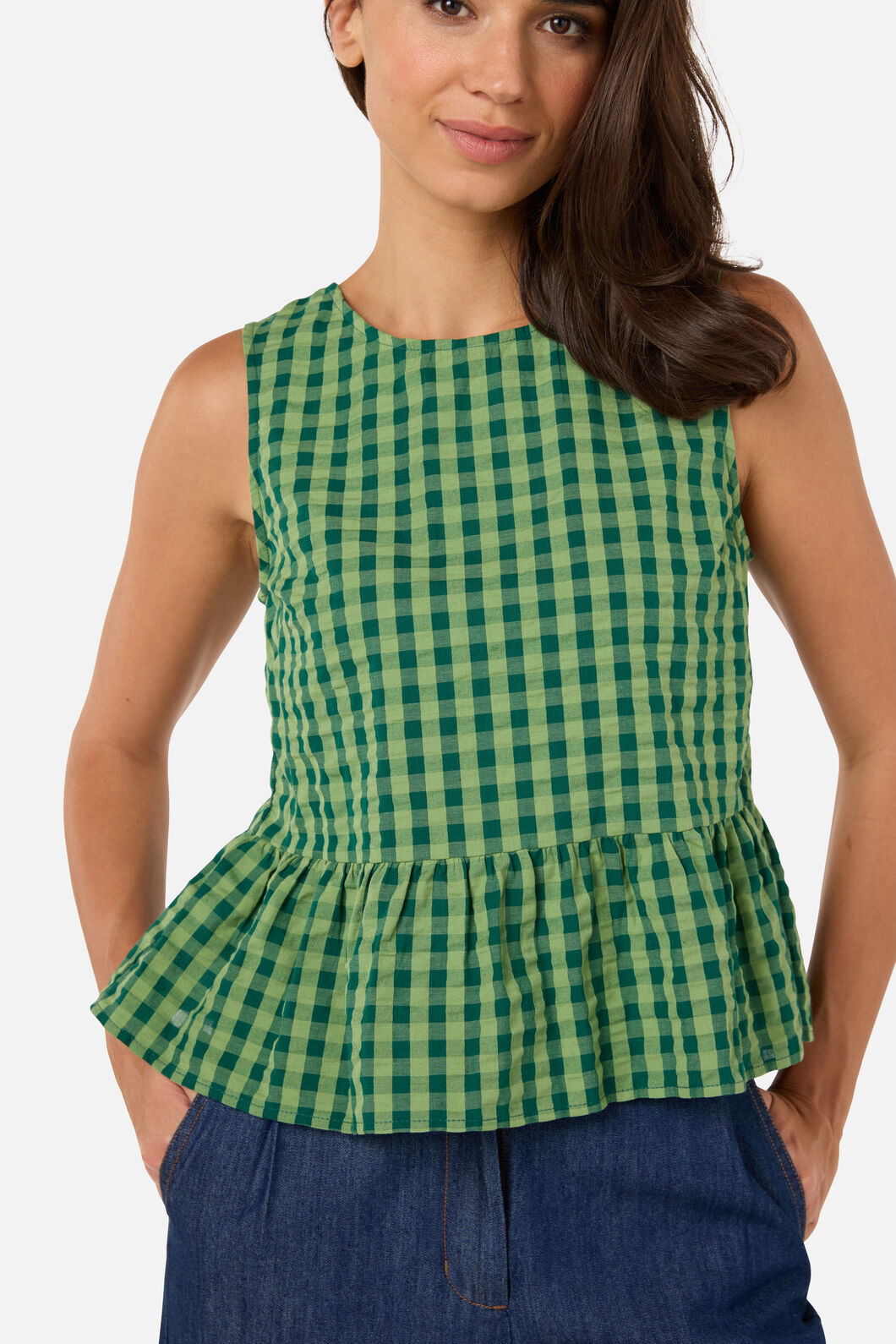 Princess Highway - Margot Check Shell Top - green