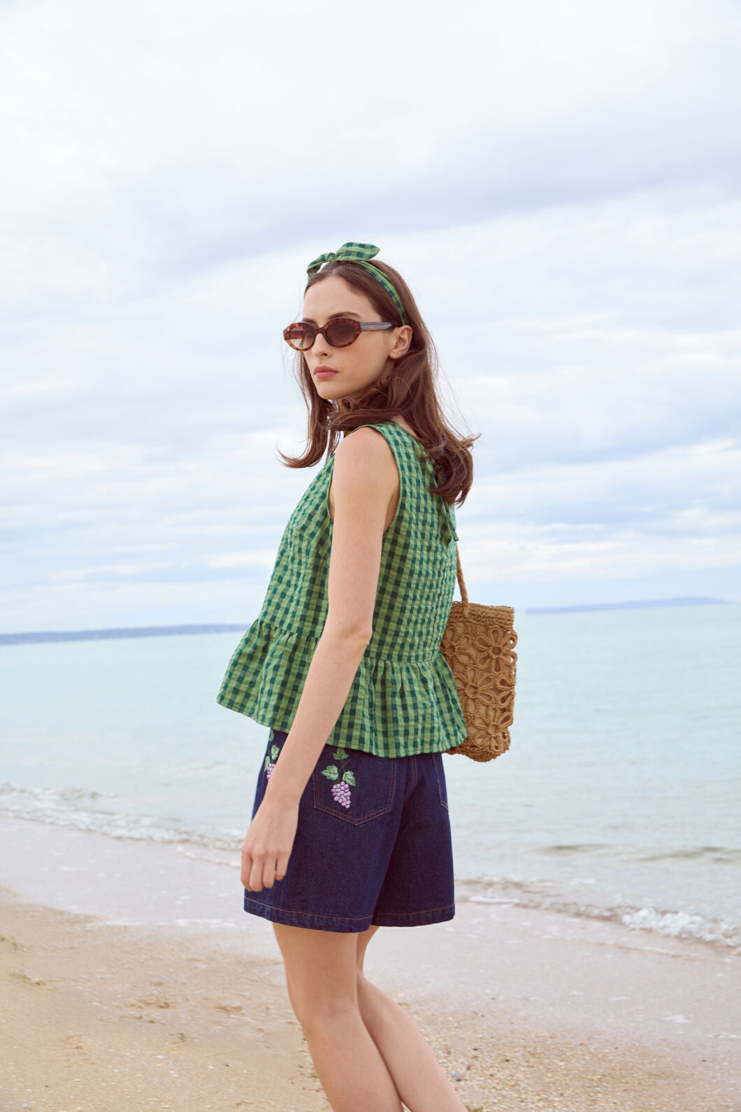 Princess Highway - Margot Check Shell Top - green