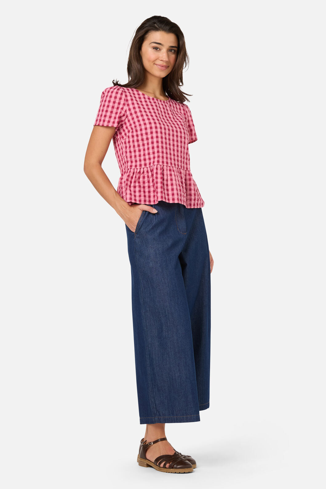 Princess Highway - Margot Check Short Sleeve Top - pink