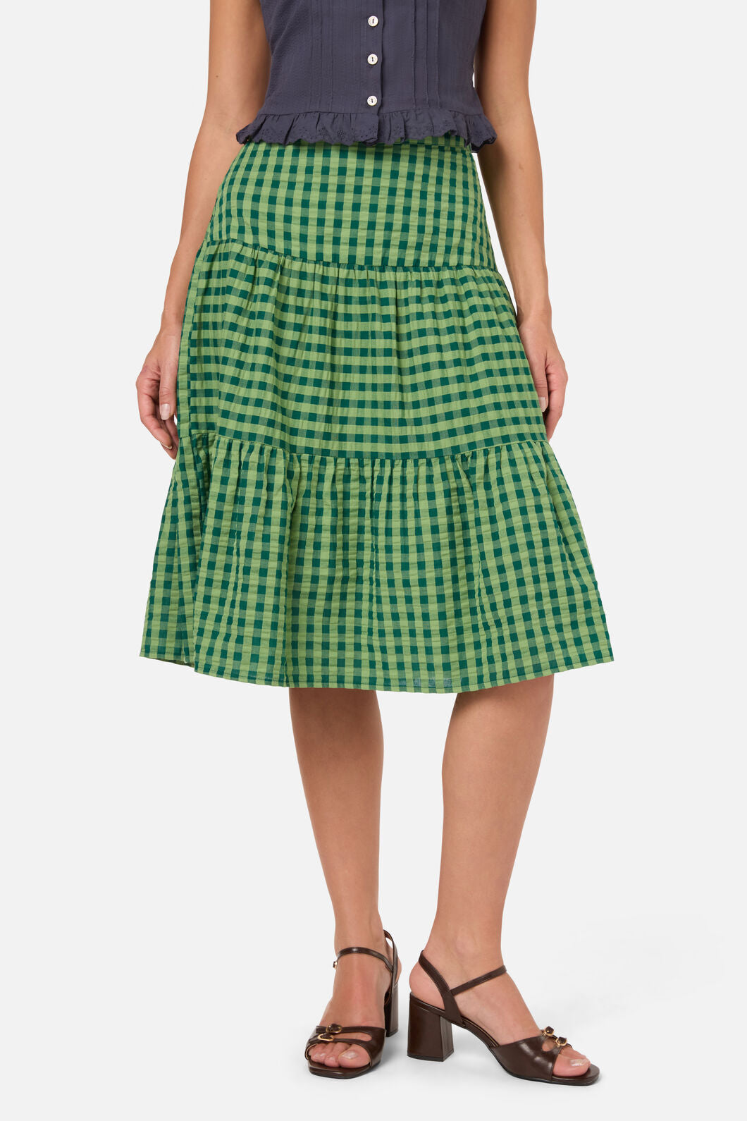 Princess Highway - Margot Check Tiered Skirt - green