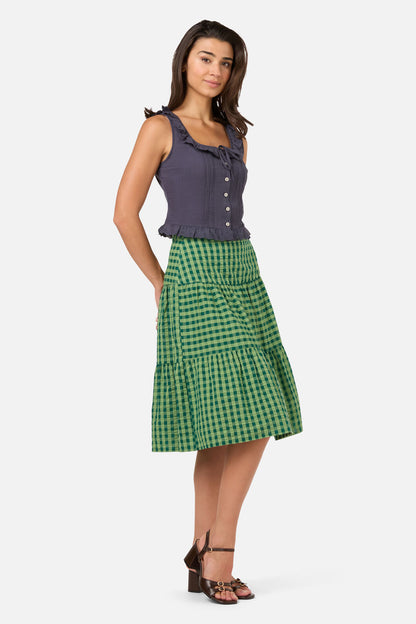 Princess Highway - Margot Check Tiered Skirt - green