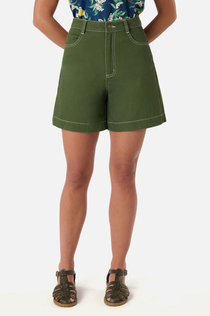 Princess Highway - Sammy Contrast Stitch Short - olive