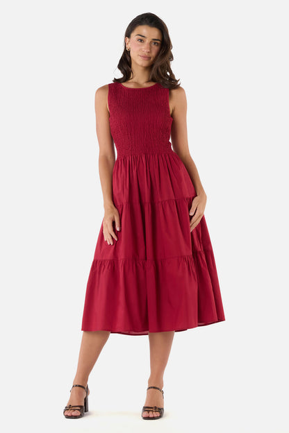 Princess Highway - Avril Shirred Midi Dress - red