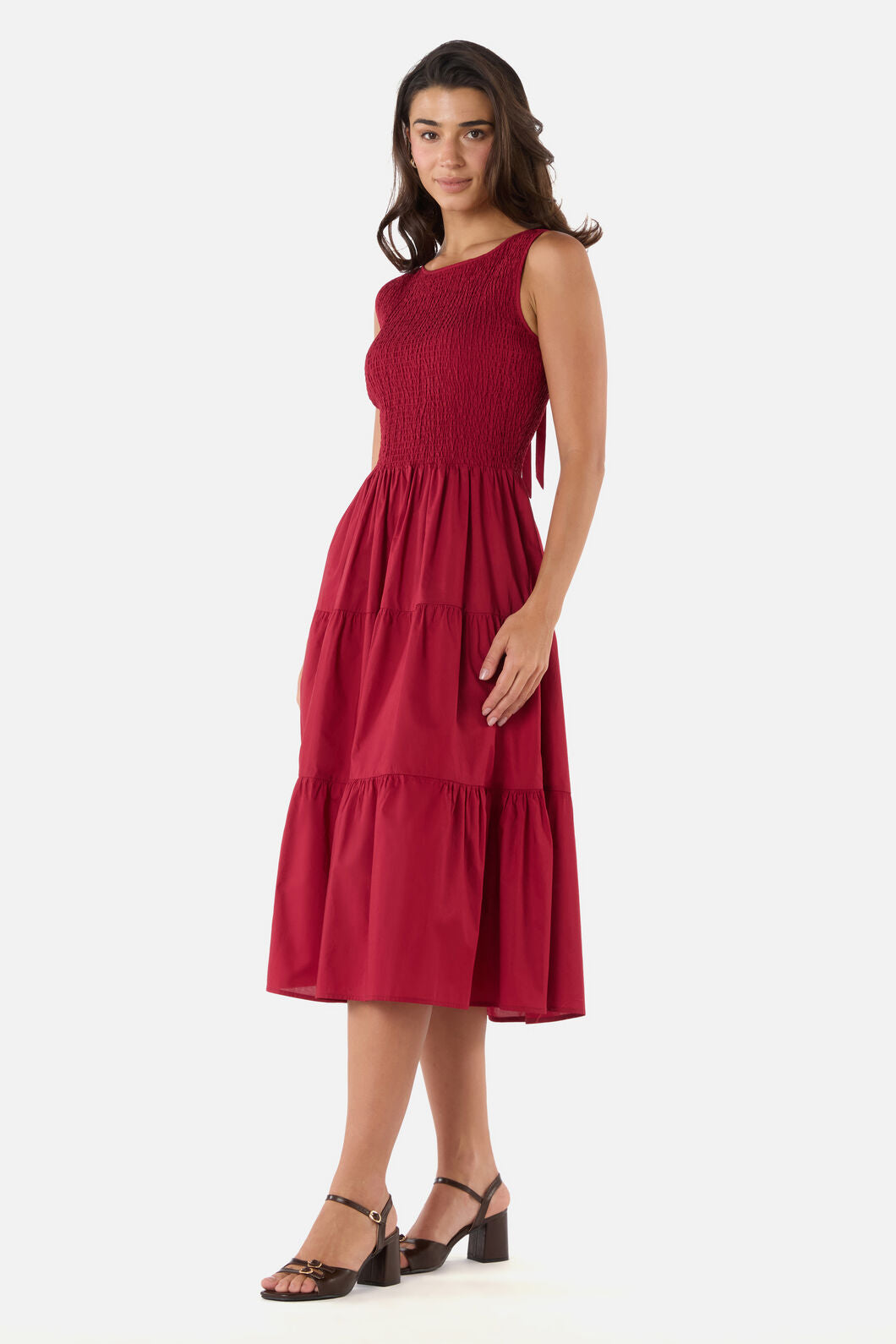 Princess Highway - Avril Shirred Midi Dress - red