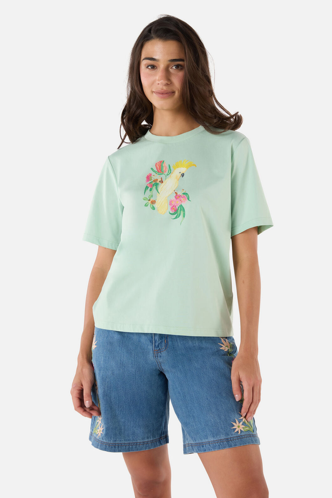 Princess Highway - Cute Cockatoo Relaxed Tee - teal