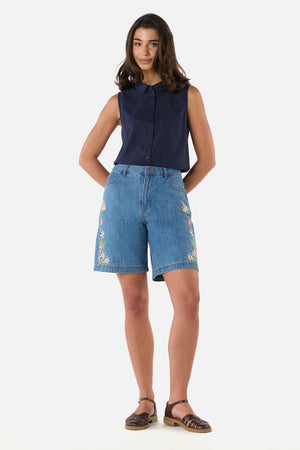 Princess Highway - Sweet Native Embroidered Short - blue-denim