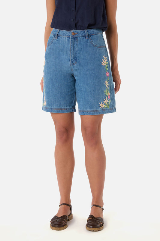 Princess Highway - Sweet Native Embroidered Short - blue-denim