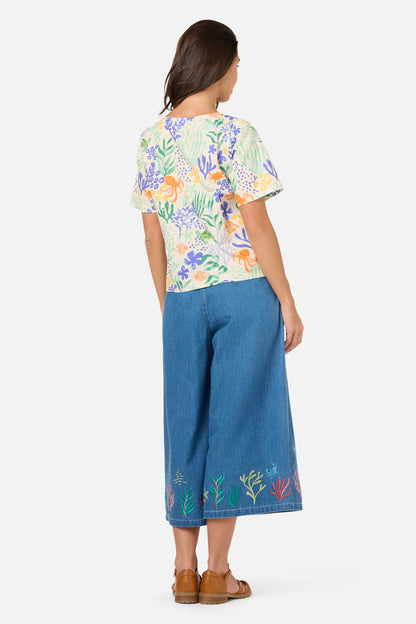 Princess Highway - Coral Reef Short Sleeve Top - cream