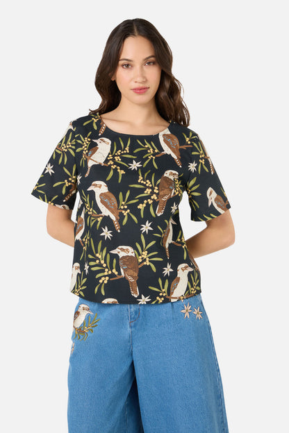 Princess Highway - Kookaburra Short Sleeve Top - black