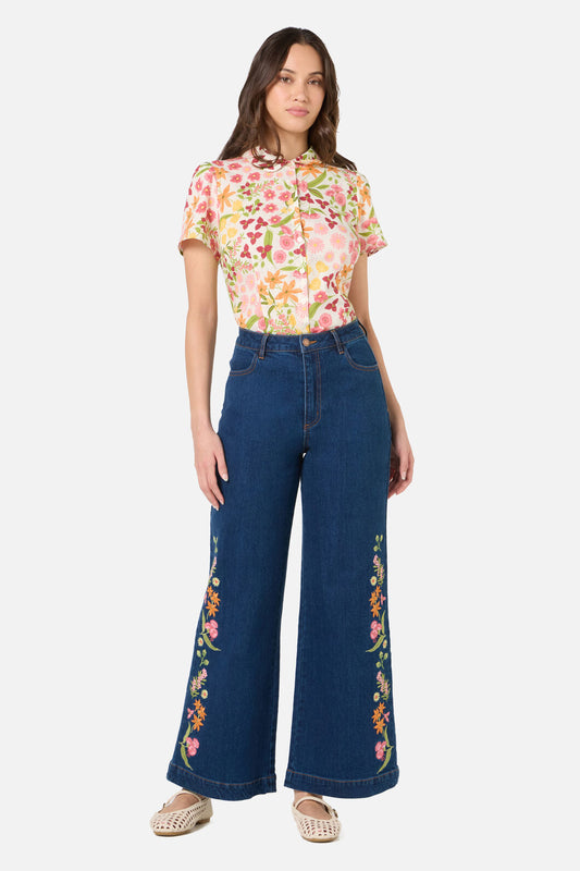 Princess Highway - Liberty Native Emb Denim Jean - blue-denim