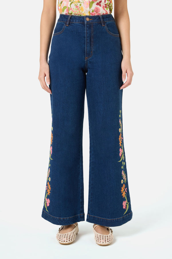Princess Highway - Liberty Native Emb Denim Jean - blue-denim