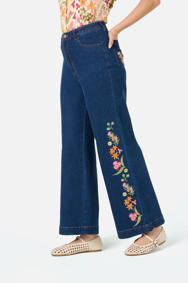 Princess Highway - Liberty Native Emb Denim Jean - blue-denim