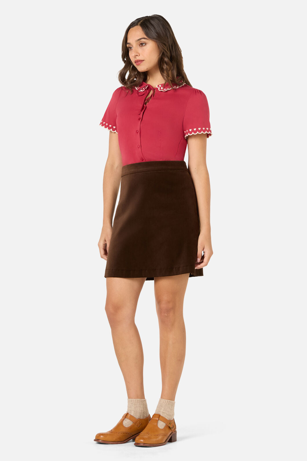 Princess Highway - Sweet Heart Emb Blouse - red
