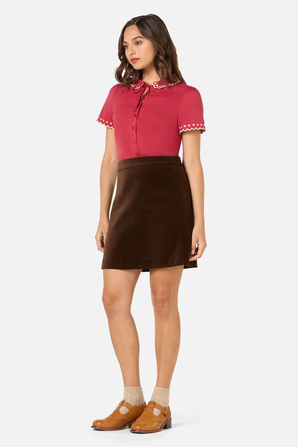 Princess Highway - Sweet Heart Emb Blouse - red